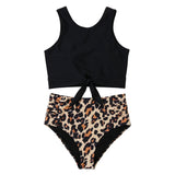 High Waist Leopard Two Piece