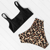 High Waist Leopard Two Piece